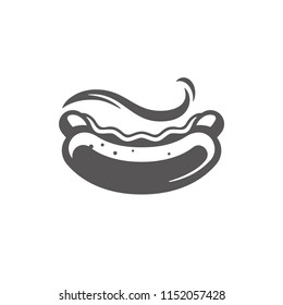 Hot Dog Icon Isolated On White Background Vector Illustration. Street Fast Food Vector Graphic Silhouette.