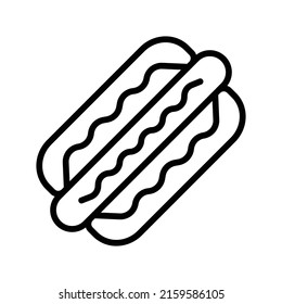 Hot Dog Icon. Line Art Style Design Isolated On White Background