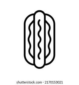 Hot Dog Icon. Line Art Style Design Isolated On White Background