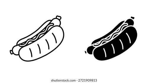 Ícone do cachorro-quente. Linha com traçado editável e plana para Web