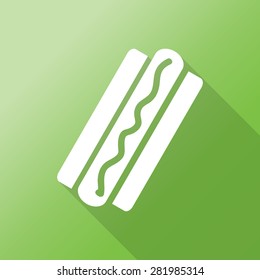hot dog icon with long shadow. flat style vector illustration
