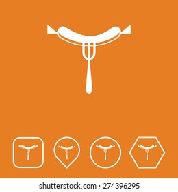 Hot Dog Icon on Flat UI Colors with Different Shapes. Eps-10.