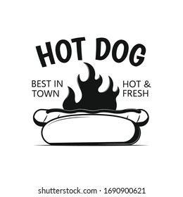 Hot dog icon on white back. Concept.