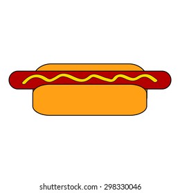 Hot dog icon on white background - vector illustration.