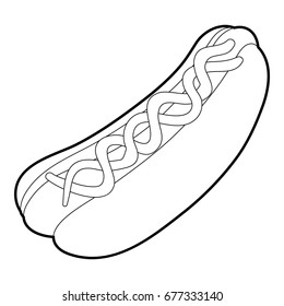 Hot dog icon. Outline illustration of hot dog vector icon for web design