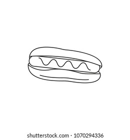 Hot dog icon. Outline Hot dog vector icon for web design isolated on white background