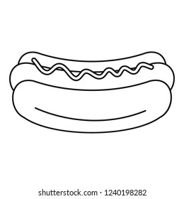 Hot dog icon. Outline hot dog vector icon for web design isolated on white background