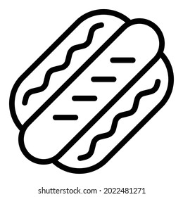 Hot dog icon outline vector. Hotdog food. Sausage bun