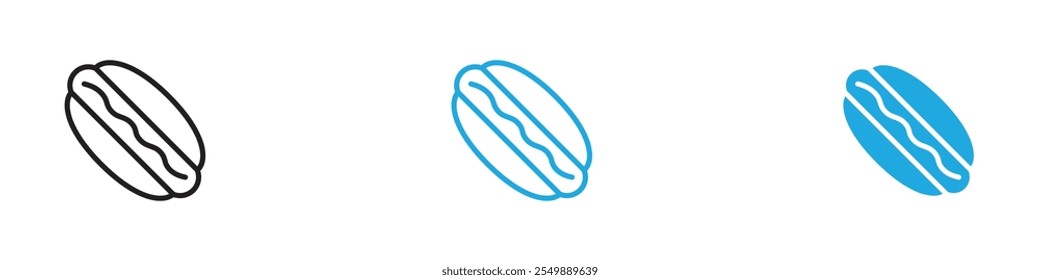 Hot dog icon Outline vector line set