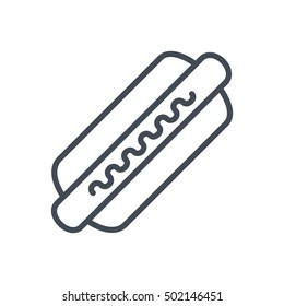 Hot Dog Icon Outlined Fast Food