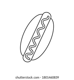 hot dog icon over white background, line style, vector illustration