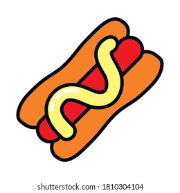 hot dog icon over white background, line and fill style, vector illustration
