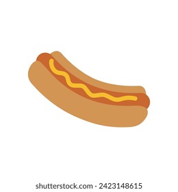 Hot dog icon, sausage in a bun. Fast food or cafe symbol. Menu or lunch attribute.