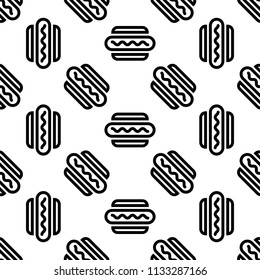 Hot Dog Icon Seamless Pattern Vector Art Illustration