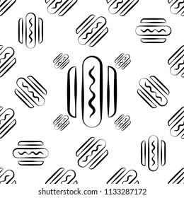 Hot Dog Icon Seamless Pattern Vector Art Illustration