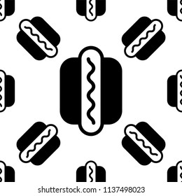 Hot Dog Icon Seamless Pattern Vector Art Illustration