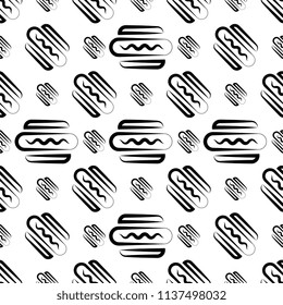 Hot Dog Icon Seamless Pattern Vector Art Illustration