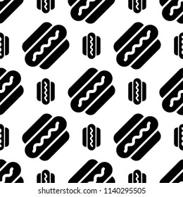 Hot Dog Icon Seamless Pattern Vector Art Illustration