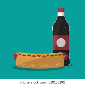 Hot dog and icon set of fast food concept
