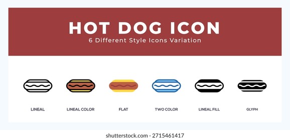 Hot dog icon set pack vector illustration.