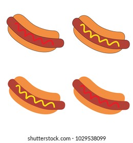 Hot dog icon set. Vector