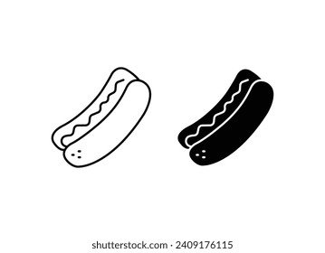 Hot Dog Icon Set. Vector Illustration
