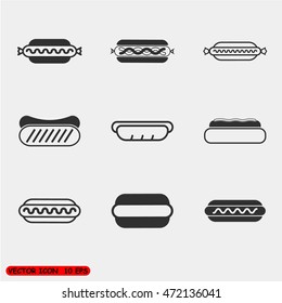 Hot Dog Icon set, vector illustration EPS 10