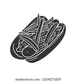 Hot Dog Icon Silhouette Illustration. American Food Vector Graphic Pictogram Symbol Clip Art. Doodle Sketch Black Sign.