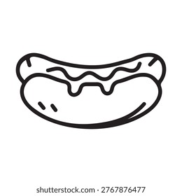 Hot dog icon, simple line art style