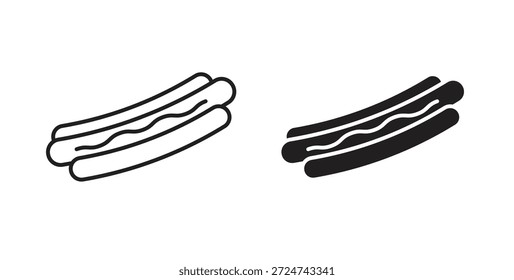 Ícone de cachorro-quente vetores simples em preto, adequado para projetos
