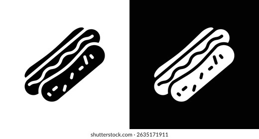 Hot dog icon in solid flat trendy design style.