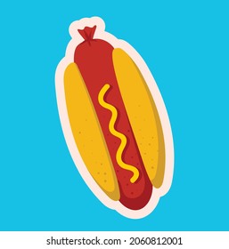 hot dog icon sticker in flat style vector illustration
