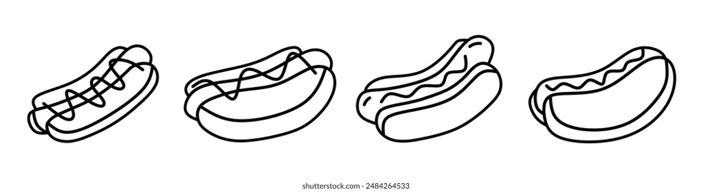 Hot dog icon. Hot dog thin line icon collection. Stock vector.