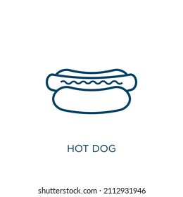 hot dog icon. Thin linear hot dog outline icon isolated on white background. Line vector hot dog sign, symbol for web and mobile
