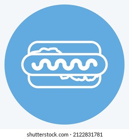 Hot Dog Icon in trendy blue eyes style isolated on soft blue background