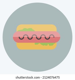 Hot Dog Icon in trendy flat style isolated on soft blue background