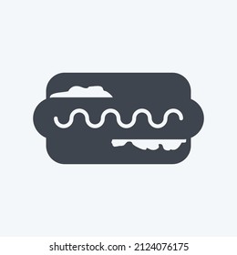 Hot Dog Icon in trendy glyph style isolated on soft blue background