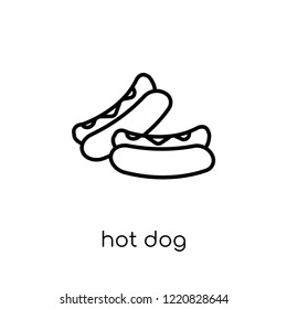 hot dog icon. Trendy modern flat linear vector hot dog icon on white background from thin line Restaurant collection, outline vector illustration
