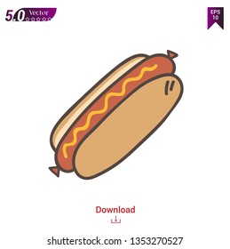 Hot Dog Icon, vector