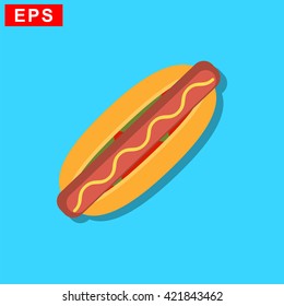 Hot Dog Icon, Vector Fast Food Icon, Isolated Restaurant Sign