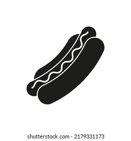 Hot dog icon. Vector. Flat design.
