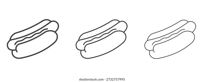 Ícone de cachorro-quente vetor Gráficos. Ícones de linhas finas pretas
