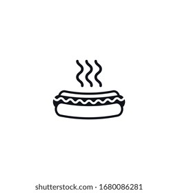Hot Dog Icon, vector illustration. Food and drink vector illustration black on a white background 