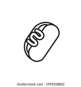 Hot Dog Icon, vector illustration. Hot dog line icon. Bun with sausage vector outline sign. outline style