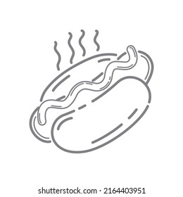 Hot dog icon vector isolated on white background, burger transparent sign, line art, editable stroke.