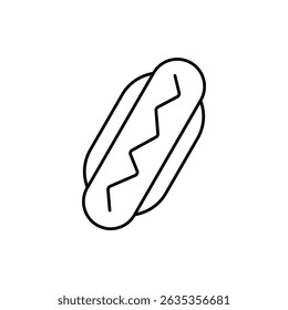 hot dog icon, vector line isolated on white background. trendy and modern design