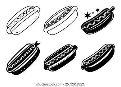 Hot dog icon vector on White Background ,Vector Art Illustration on white background.