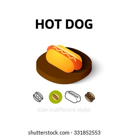 Hot dog icon, vector symbol in flat, outline and isometric style