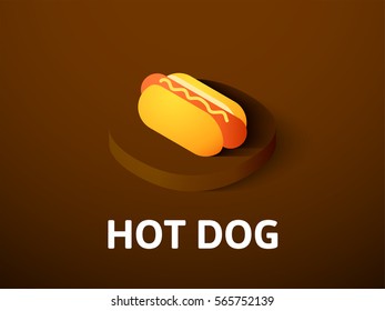 Hot dog icon, vector symbol in flat isometric style isolated on color background