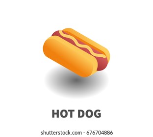 Hot Dog icon, vector symbol in isometric 3D style isolated on white background.